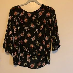 Black floral dress shirt